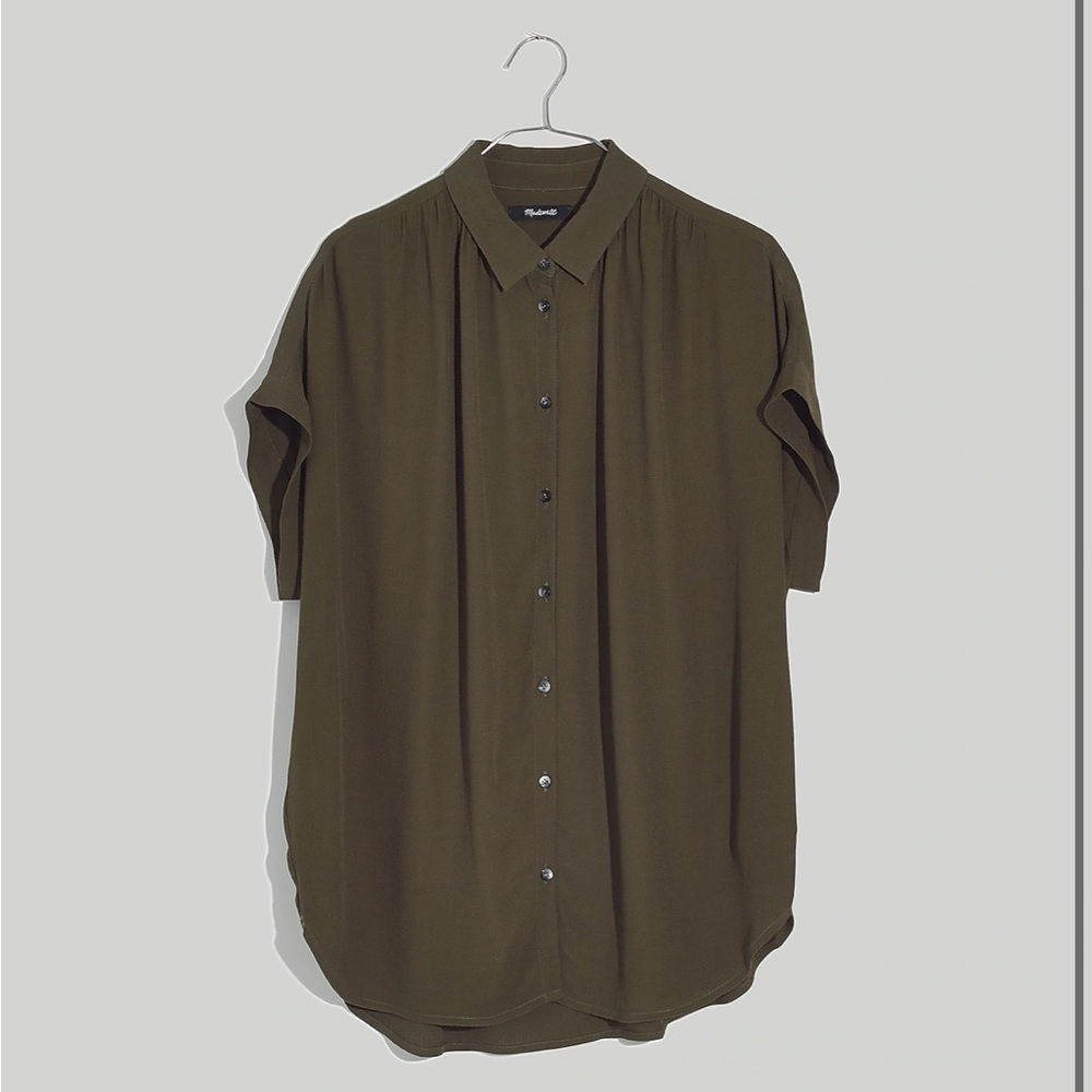 Madewell Central Drapey Shirt | Kale | Size Large